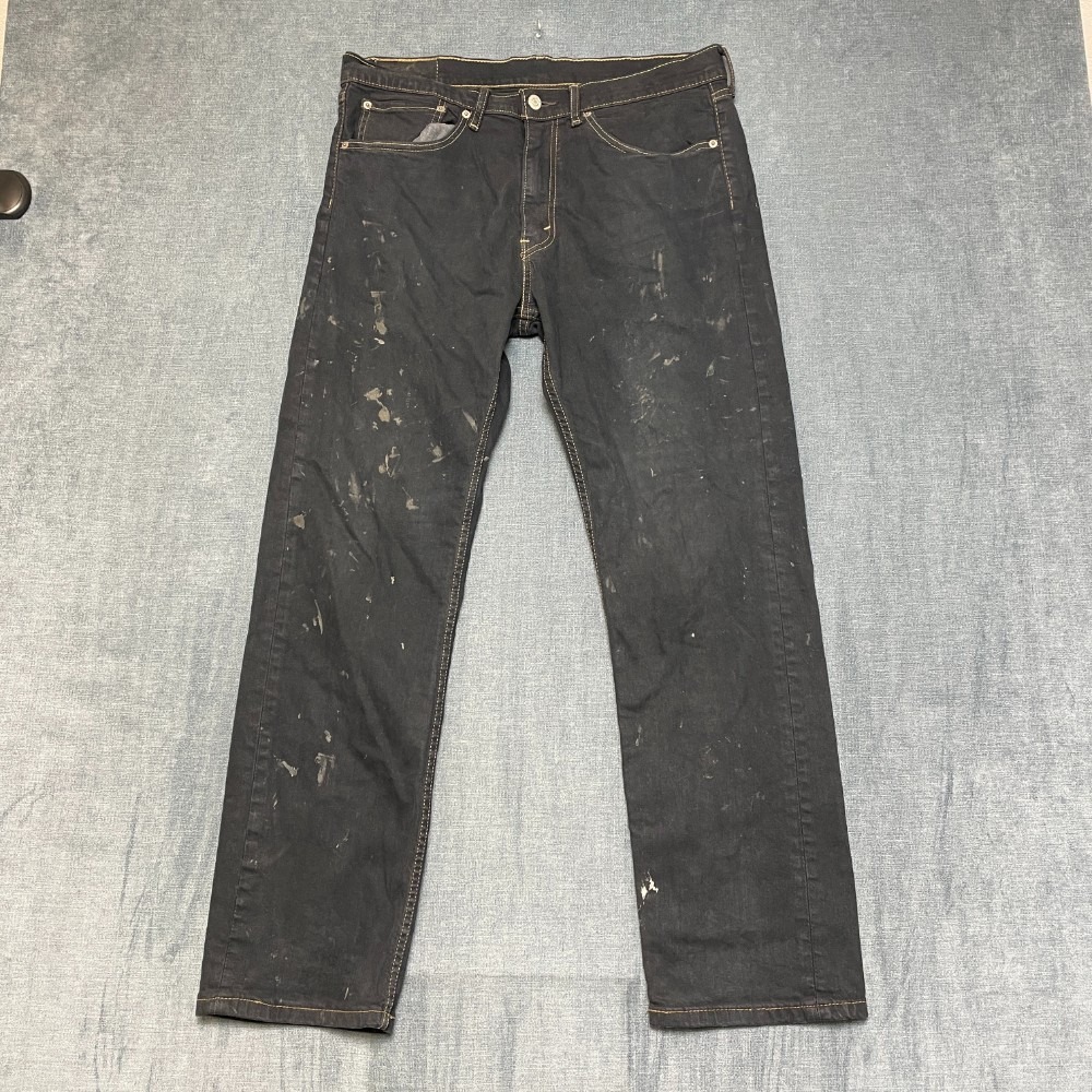 Levi's 505 Straight Leg Jeans Mens 34x32 Black Denim 5 Pockets Casual Outdoor